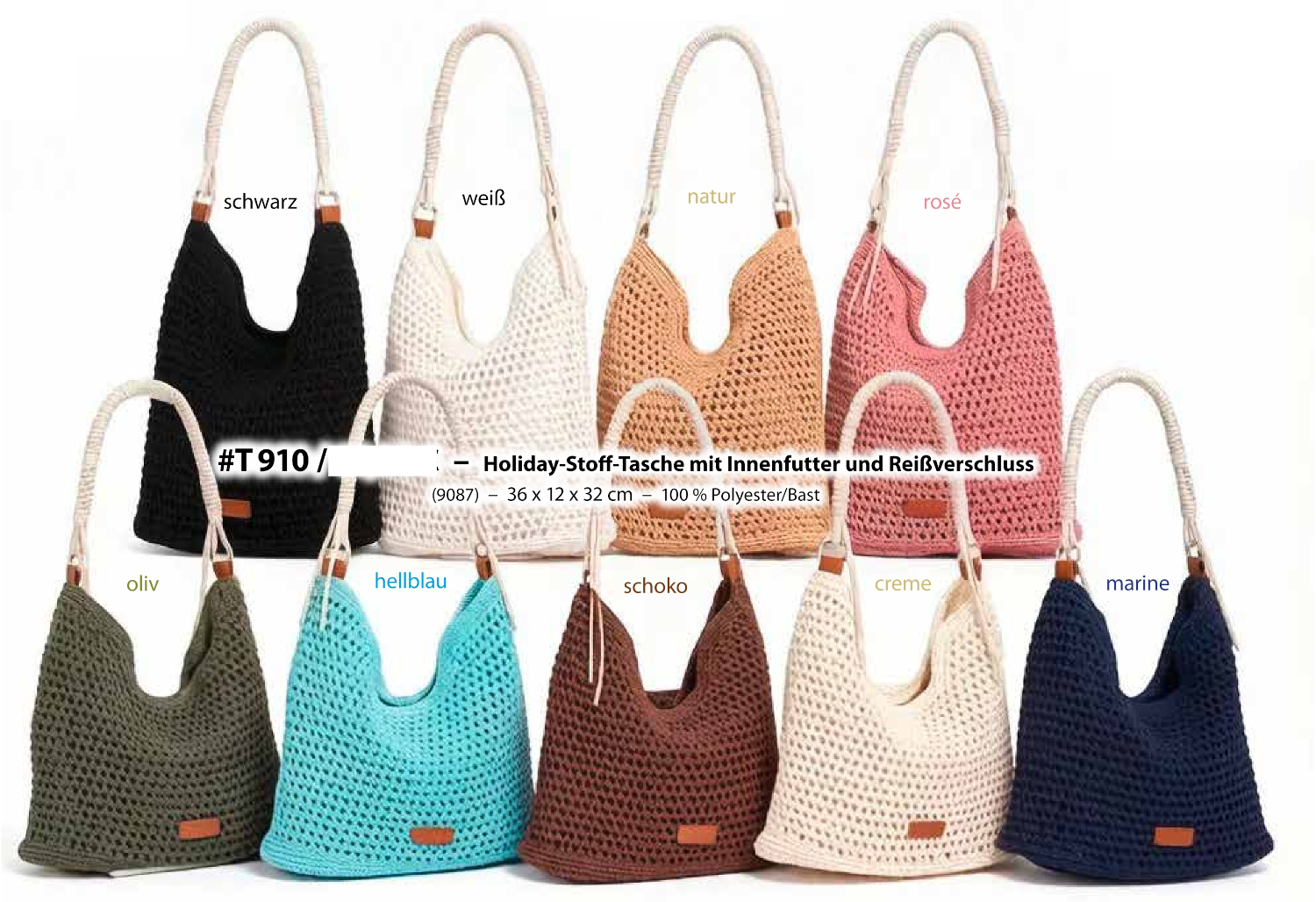 T 910 Holiday-Stoff Tasche mit Innenfutter und Reißverschluss