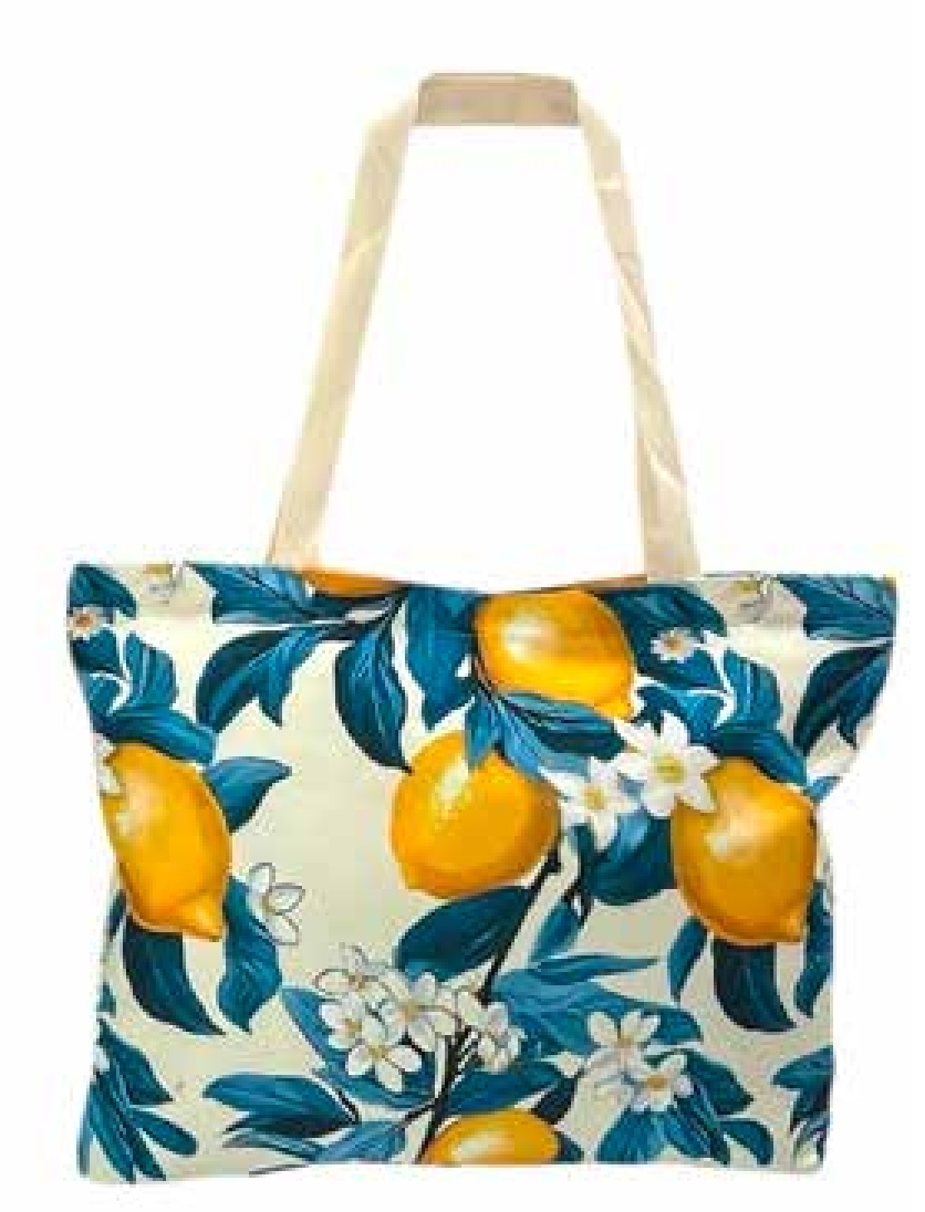 T 226 Große Zitronen Stofftasche mit Reißverschluss