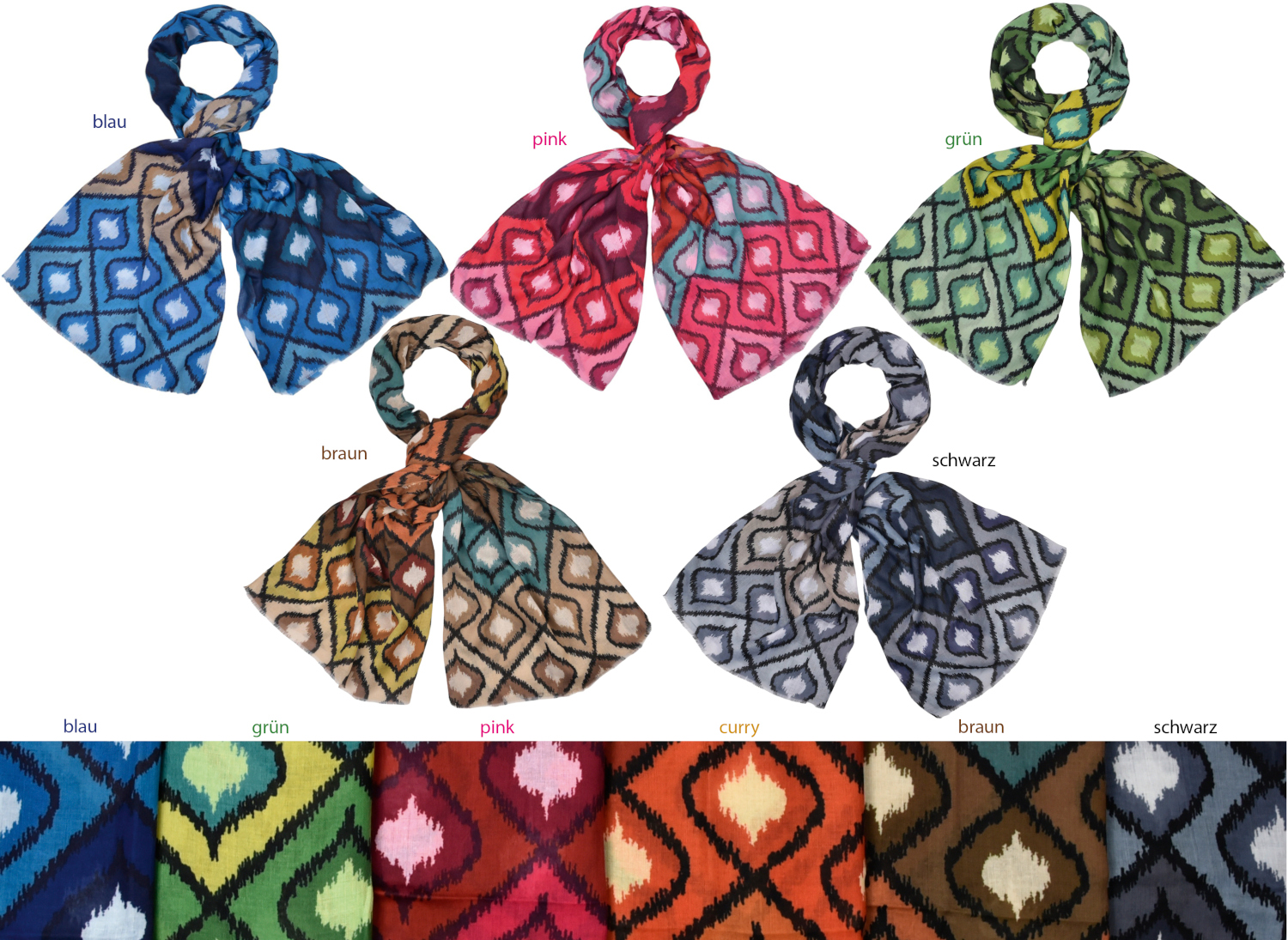 #880 Schal mit Ikat Print