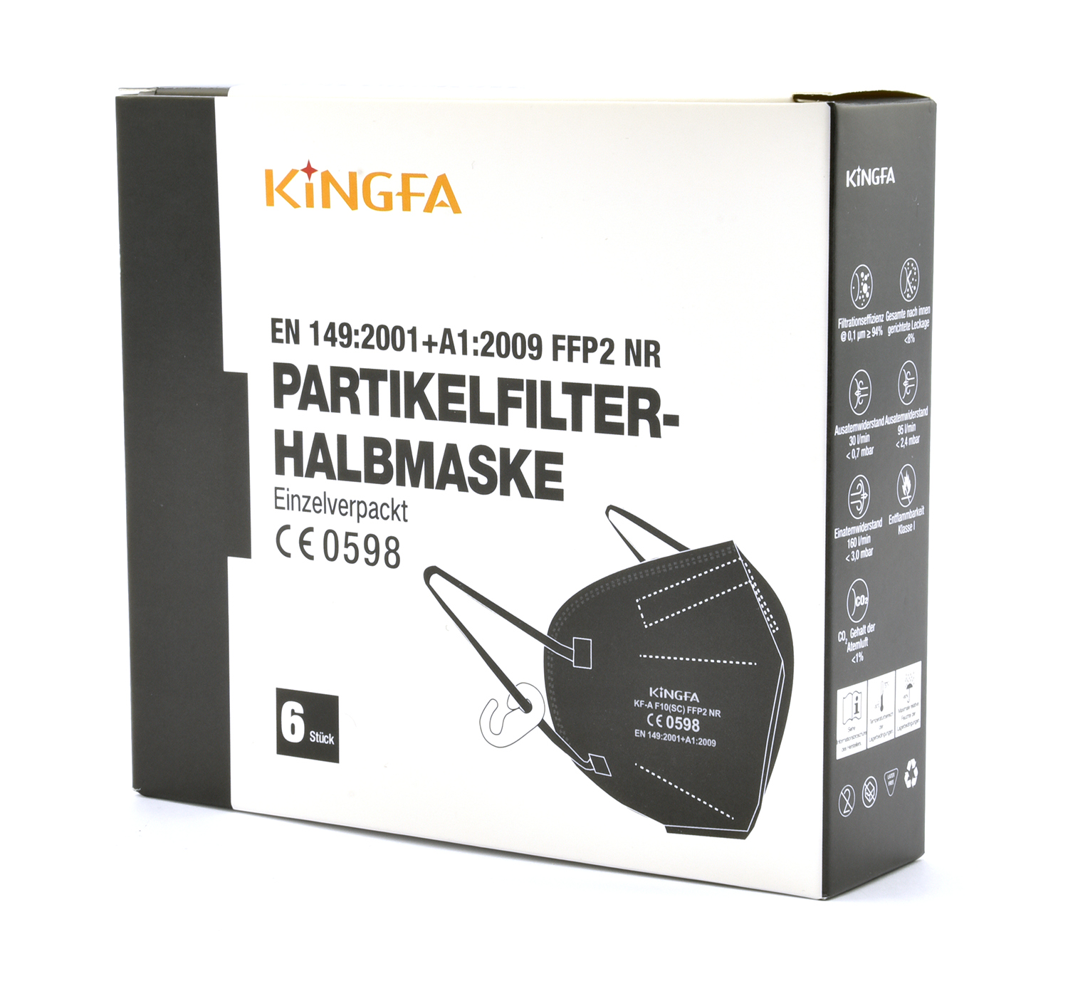 Kinga FFP2 Masken schwarz (6er Pack)