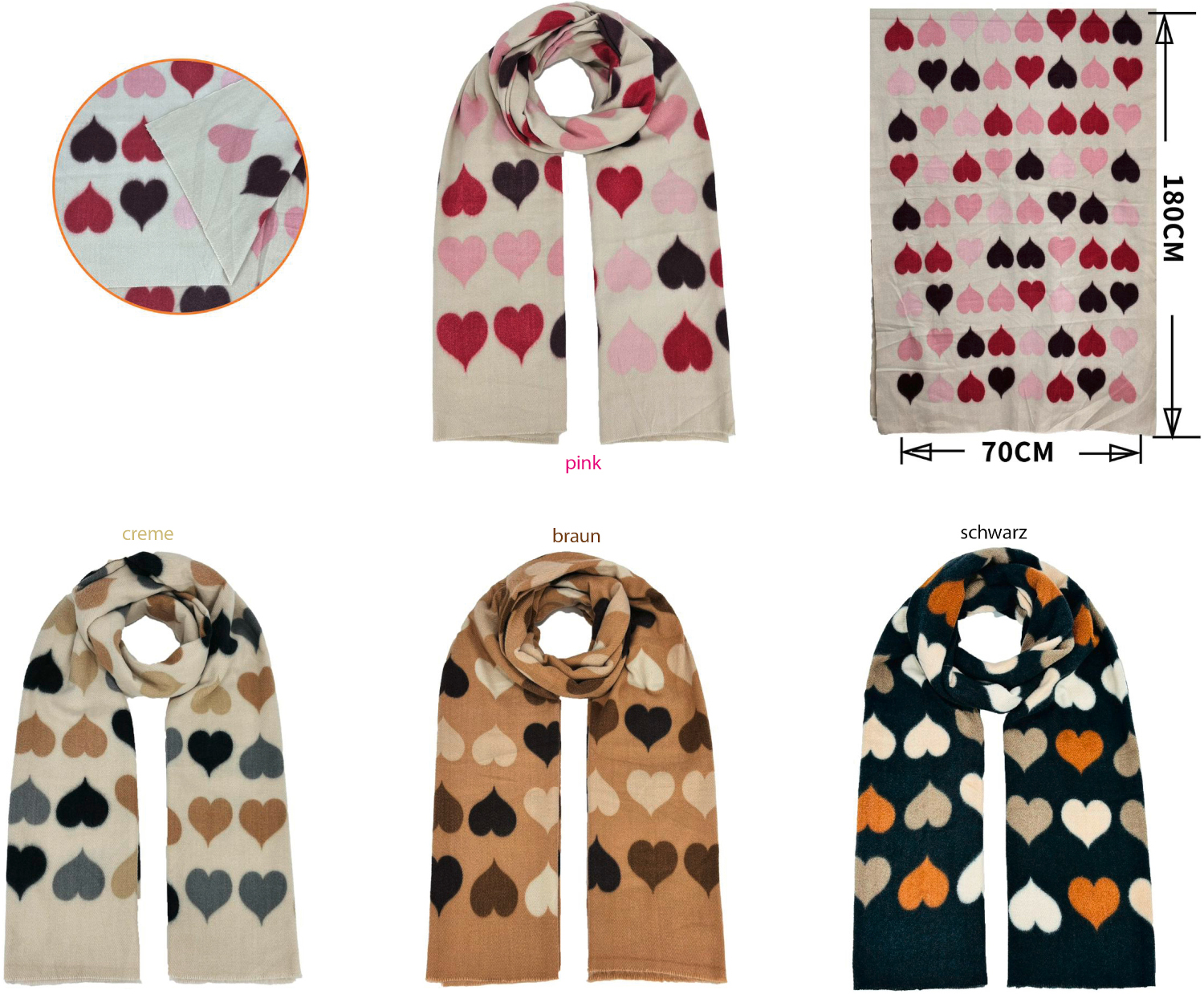 #850 Dicker Winter Herzen Schal