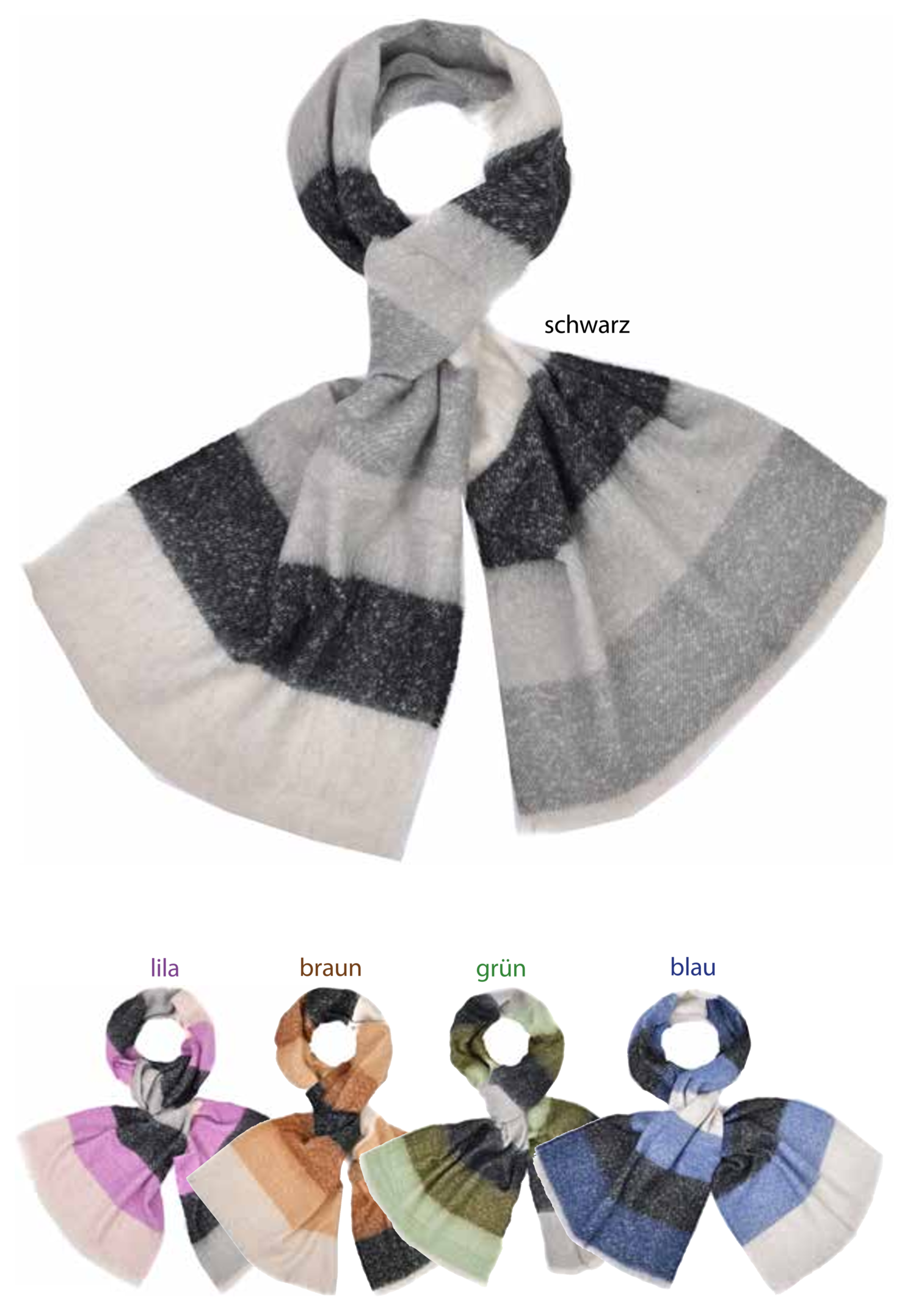 #979 flauschiger Streifen Schal lila