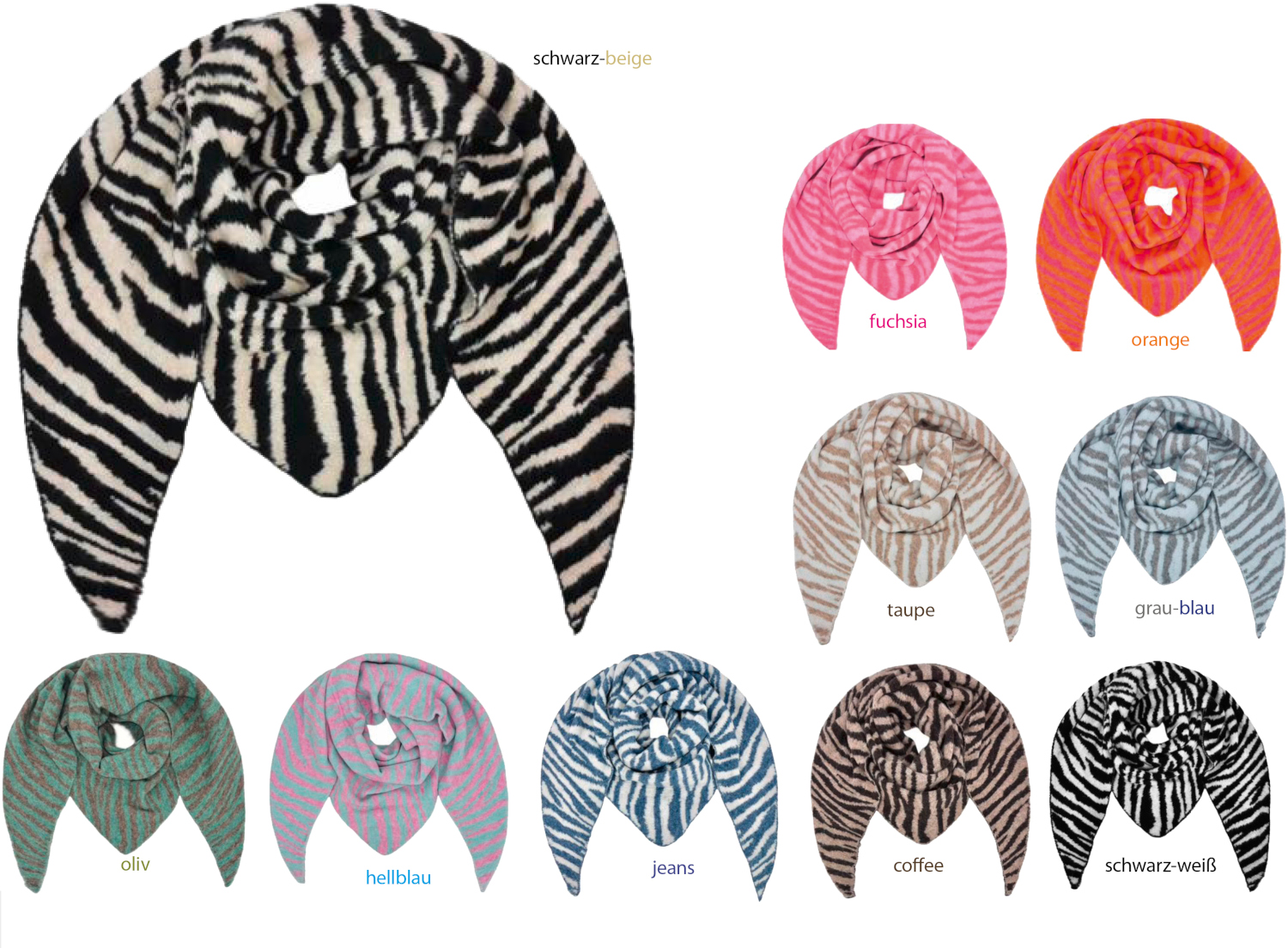 #899 flauschiger Zebra Dreieckstuch