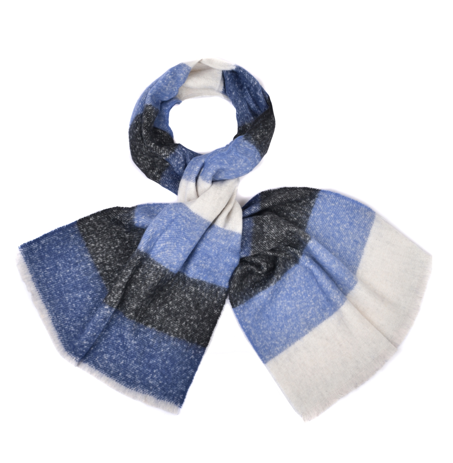 #979 flauschiger Streifen Schal blau