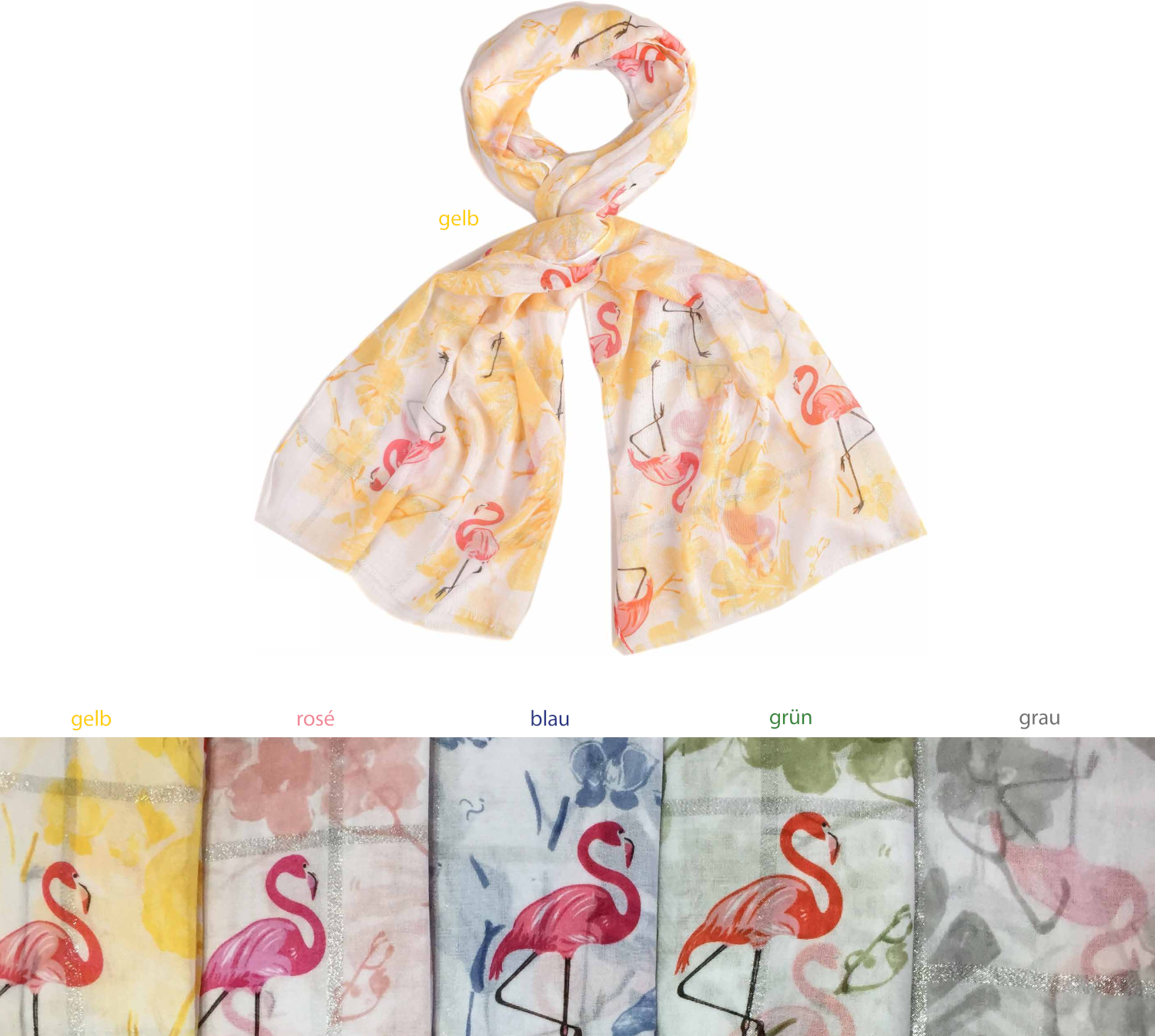 #861-2 Schal mit Flamingo Print