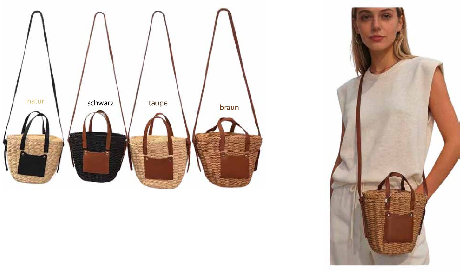 T 960 Korb-Tasche mit Innenfutter und Reißverschluss