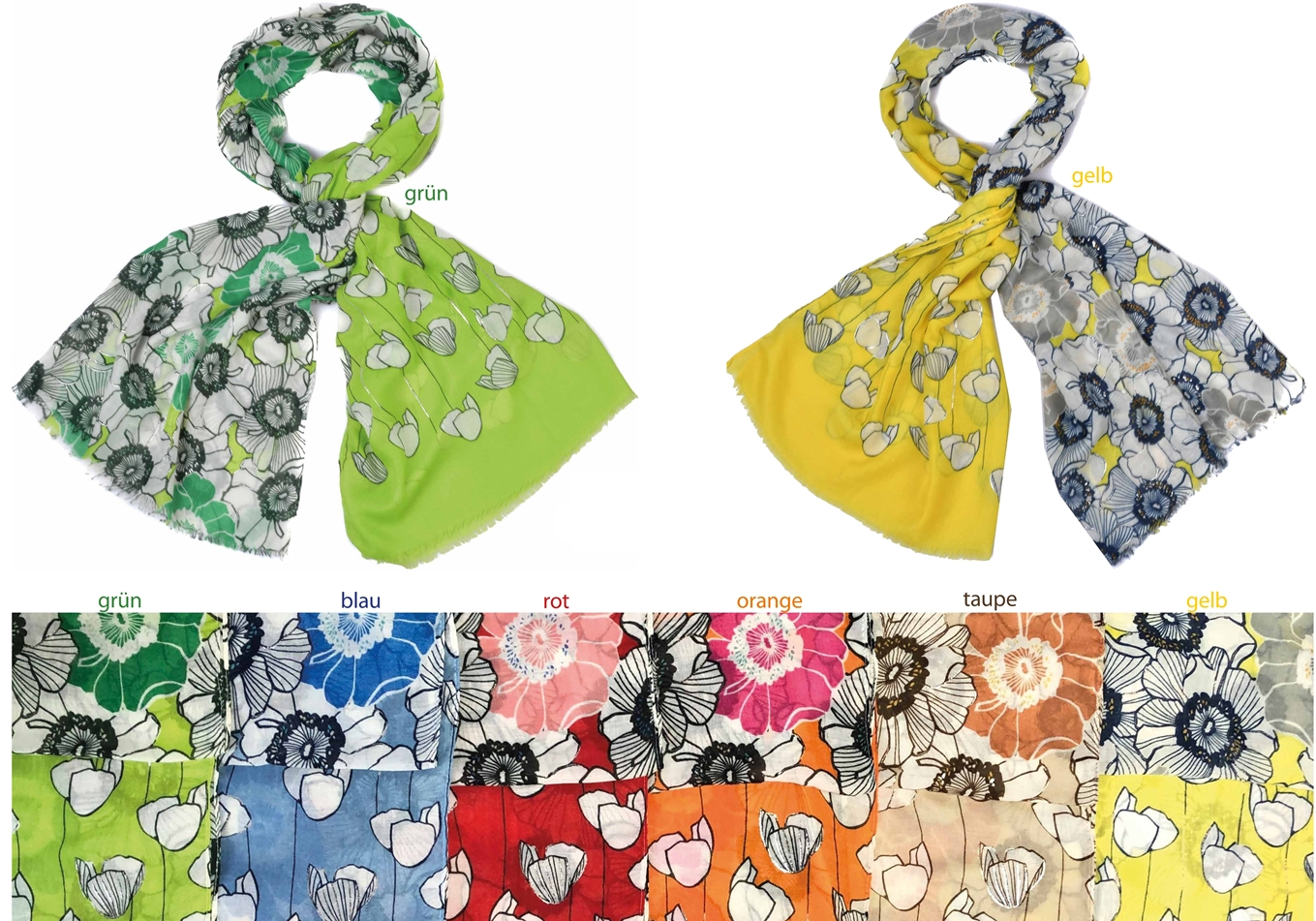 #415 Blumen Schal mit Lurex