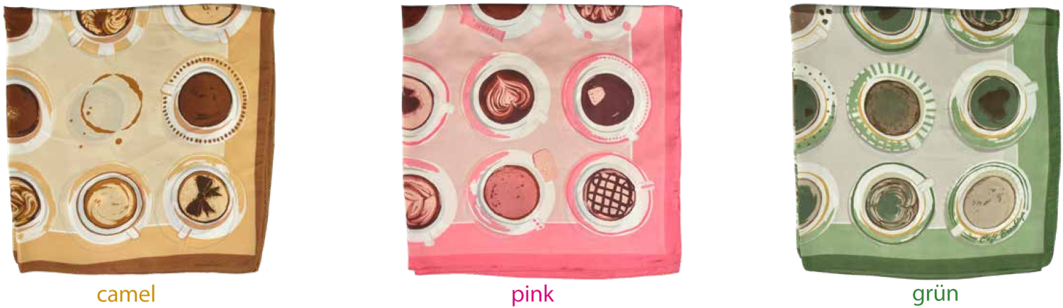 #407 Nickituch mit Tassen Print